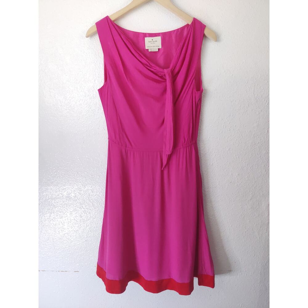 Kate Spade Pink & Red Trim Color Block Sleeveless A-Line Dalene Dress Size 4